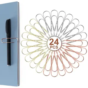 24 Pack Pen Holder for Notebook, Multi-Purpose Metal Paper Clip Pencil Holder, Easy to Use for Office,School,,Classroom  Haves,Teacher Supplies Accessories,Desk Organizer,Small