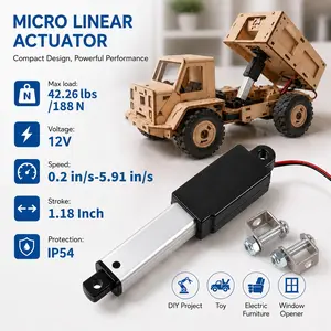 12V Micro Electric Linear Actuator, 1.18 Inch, Load:42.26lbs/188N Thrust, Ip54 Waterproof, 0.2in/s Speed, Ideal for Smart Home, DIY, Medical, Automotive