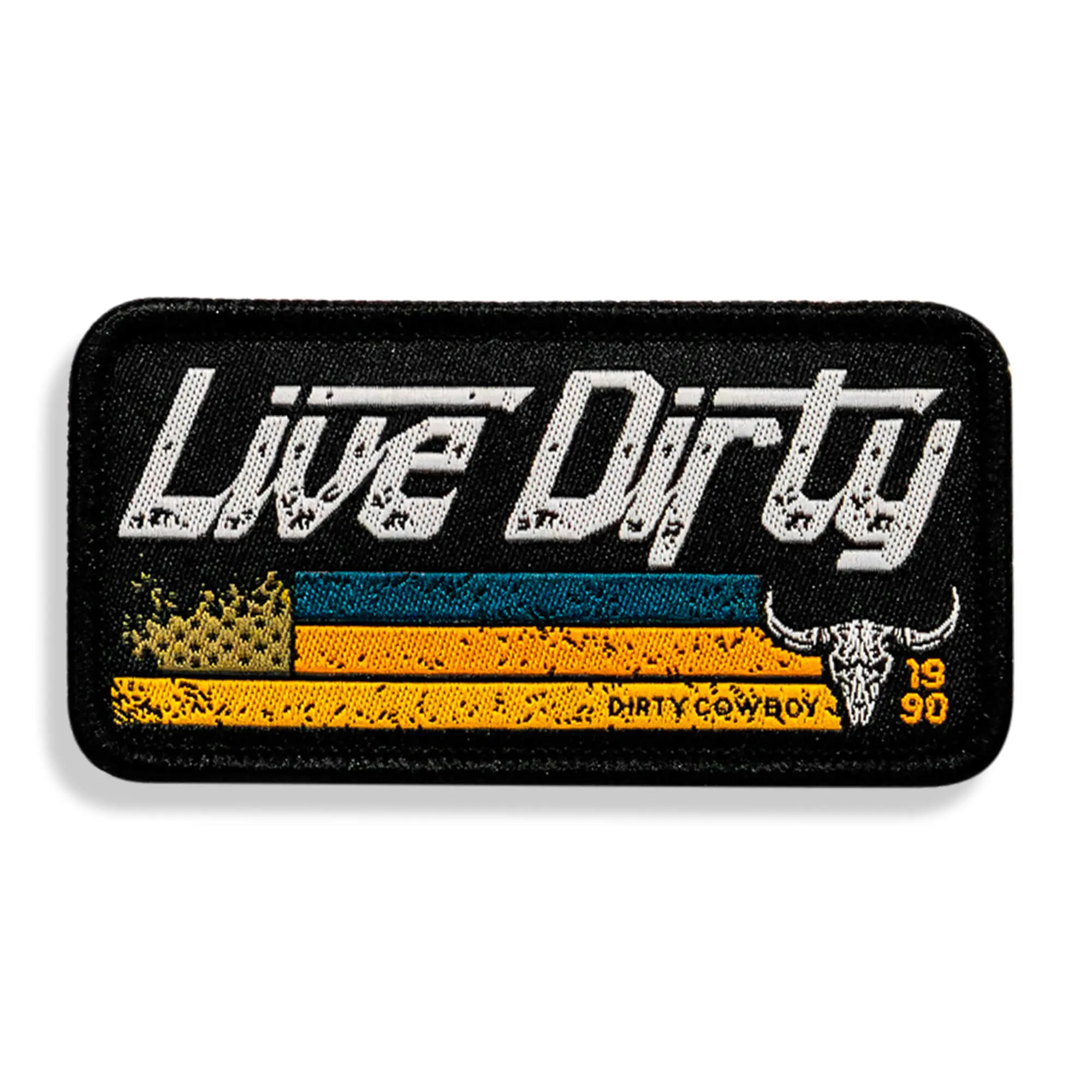 Embroidered "Live Dirty" Single Patch, Velcro-Backing Sewing Supply for Fabric Decoration, Embroidery