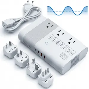 DOACE Pure Sine Wave Voltage Converter, Max 500W Step Down 220V to 110V Converter with 2 USB-C, 2 USB-A Ports, 3 AC Sockets for CPAP Hair Tools Phone