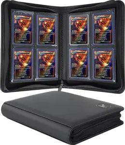 Top loader Binder, Holds 128+ Toploaders, 4 Pocket Top Loader Card Storage Case, Double-Sided Pockets for trading card 3 x 4'' Toploaders
