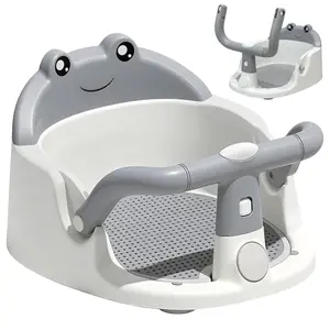 Baby Bath Chair for Babies 6 Months & Up, Non-Slip Toddler Bath Seat with Suction Cup, Safe and Comfortable Portable Infant Bathtub Chair for Bathroom, Bathtub Tub Sitting Up, Easy to Clean (Grey)