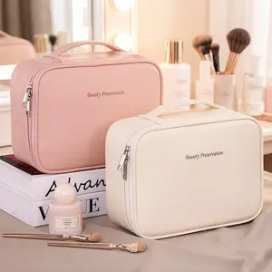 Portable Detachable Makeup Bag, Large Capacity Travel Cosmetic Bag, Multifunction Makeup Organizer with Compartments, Waterproof Toiletry Storage Bag, Portable Beauty Case for Makeup Brush Lipstick Skincare, TikTok Viral Travel Makeup Organizer for Women