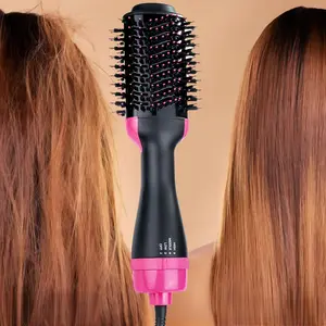 4 in 1 Hair Dryer Brush, Professional Hair Styling Tool Thermal Brush with 3 Counts Hair Curler, Hair Straightener, Hair Dryer Brush for All Hair Types Straightener and Curler
