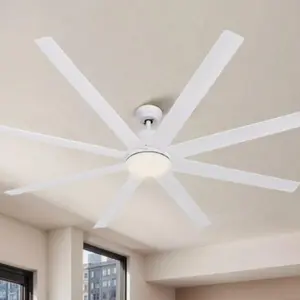 YITAHOME 72" Modern Ceiling Fan Light Remote Control 6 Reversible Speeds 8 Blades White