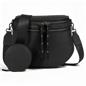 Ladies' Fashionable Retro Style Shoulder Bag, Upgraded Dual-Zipper Women's Crossbody Bag,Vintage Shoulder Bag, Casual Adjustable Strap Crossbody