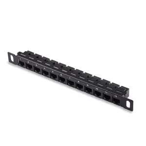 52Pi DeskPi Rackmate Accessories Network Patch Panel 12 Port CAT6 10inch 0.5U