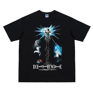 Death Note "Survivor" Heavyweight Vintage Tee 100% Cotton OVERSIZED Anime T-shirt Menswear top Underwear Tshirt Underwear Tshirt Crew Necks Streetwear Casual Tropical Black Crewneck Shortsleeve Baggy Loose