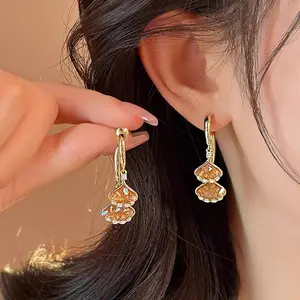 LisiZen Crystal Maple Leaf Earrings for Women 2025, Front and Back Dual Design, Unique Minimalist Chic Jewelry DZEH3312