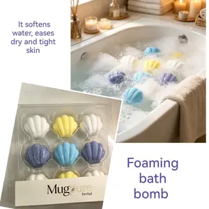 Foaming bath bomb set, 100g each. It softens water, eases dry and tight skin, and keeps skin smooth after bathing. With mild premium natural scent and colorful shell design, it creates relaxing bath time. Ideal for daily self-care and gifting.
