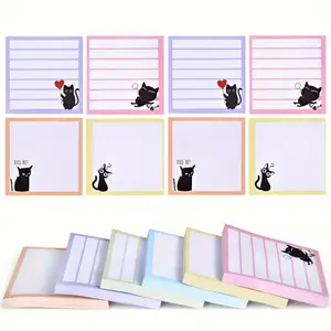 8 sheets of 3x3 cute self-adhesive sticky notes Hilarious black cat memo pad Perfect gift for cat lovers Adorable cat-themed office supplies Convenient sticky notes for easy posting Essential back-to-school items