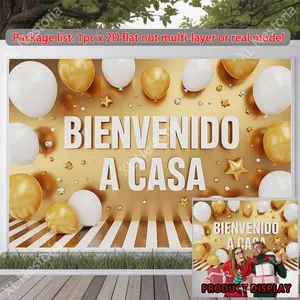 1pc 2D Flat Welcome Home Party Decoration Letter Banner - Spanish "Bienvenida" Message, All-Season Fabric Indoor/Outdoor Decor, Wedding Reception Backdrop for Housewarming, Weddings,summerwins