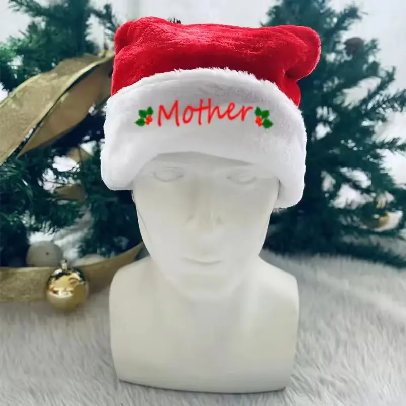 Personalized embroidered polyester fiber Christmas hat, customized solid color winter hat, perfect Christmas gift and decoration