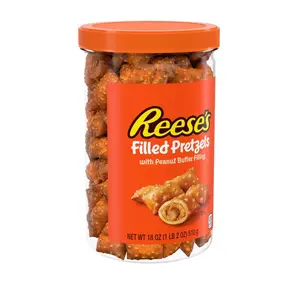 Reese's Filled Pretzels, Peanut Butter Pretzel Nuggets, Crunchy, Ready to Eat, Sweet and Salty Snack, 18oz Jar