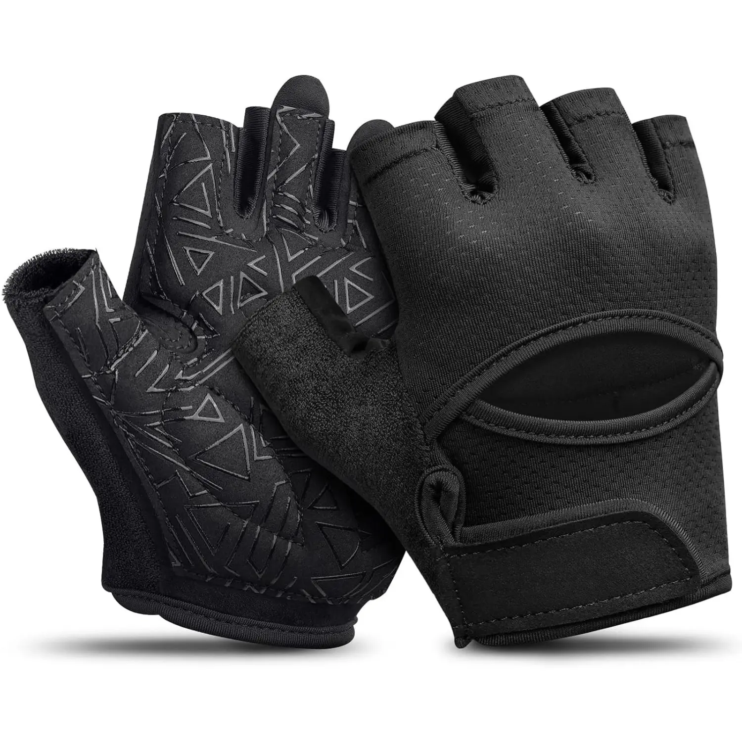 Ventilated Workout Gloves with Full Palm Protection Weight Lifting Gloves Shock Absorption Gym Gloves Fingerless Fitness Gloves for Men Women