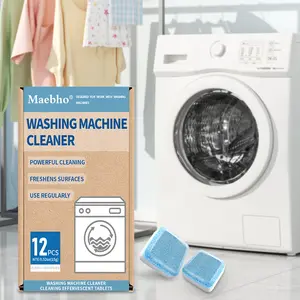 Maebho 12PCS Washing Machine Cleaner Powerful Cleaning Freshens Surfaces Regular Use Effervescent Tablets for Effective Cleaning