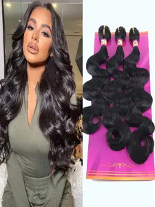 Body Wave Synthetic Hair Weave 3 Hair Bundles 16 18 20 Inches Color 1B Black Synthetic Hair Weft Perfect for everyday wear