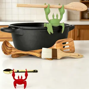 2-Piece Crab Design Heat-Resistant Silicone Spoon Rest, Steam Release Dispenser, Rotatable Kitchen Pot Lid Holder, Ideal Gift, Kitchenware