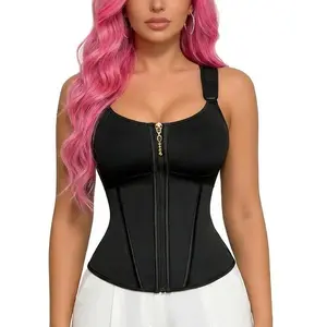 Waist Shapewear for Women with Bra Tummy Control Girdle Workout Girdle Adjustable Shoulder Strap Hidden Zip Hooks Breathable Fabric 17 Adaptive Bones