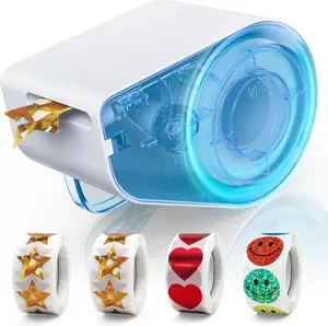 Manual Sticker Dispenser for Rolls of Stickers with 1520 count 1Inch  ,Red Heart,Smiley  Stickers for  Reward,Behavior Chart,School Classroom Student Teacher Supplies Gifts(Blue)