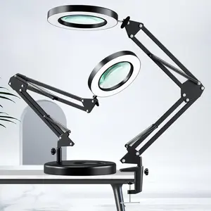 10X Magnifying Glass with Light, 1,800 Lumens Stepless Dimmable, 3 Color Modes, 4.2? Real Glass Lens LED Desk Lamp & Clamp, Magnifier Light and Stand for Crafts, Soldering, Fly Tying, Close Work