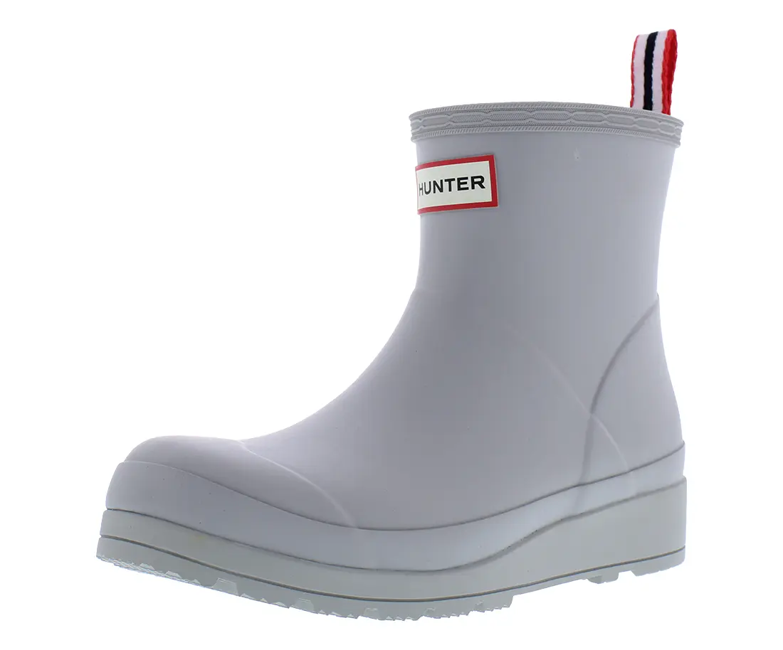 HUNTER Women's Play Short Waterproof Rain Boots, Solid Black Rubber Ankle Footwear with Pull-On Platform Sole, Shoe, Waterproof Footwear, Outdoor Play, Ankle Length, Casual, Play Short Boot