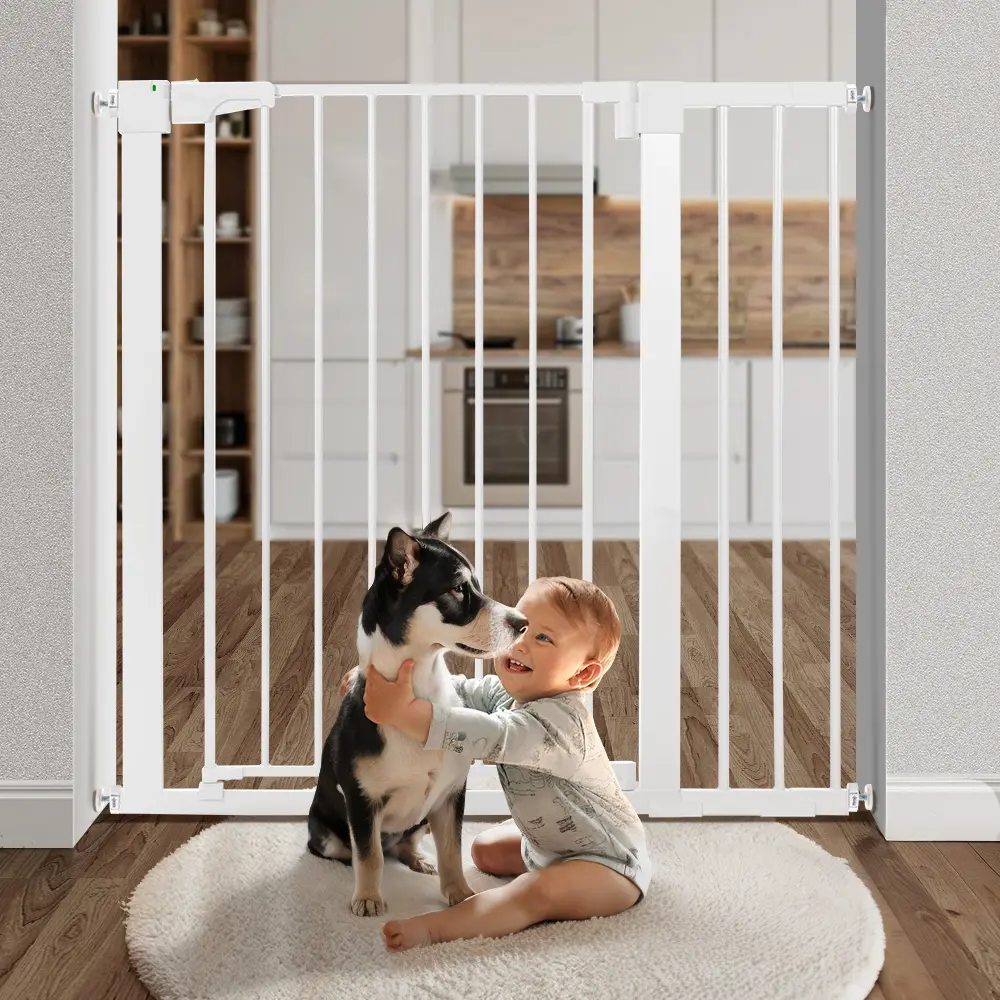 Pressure-Mount Baby Safety Gate, 36'' Extra-Tall Height, 29.5''-43'' Adjustable Width, Self-Closing Door, Dual Security Latch, Included Extensions, 36''h*40''w Home Barrier for 6-9 Months Infants