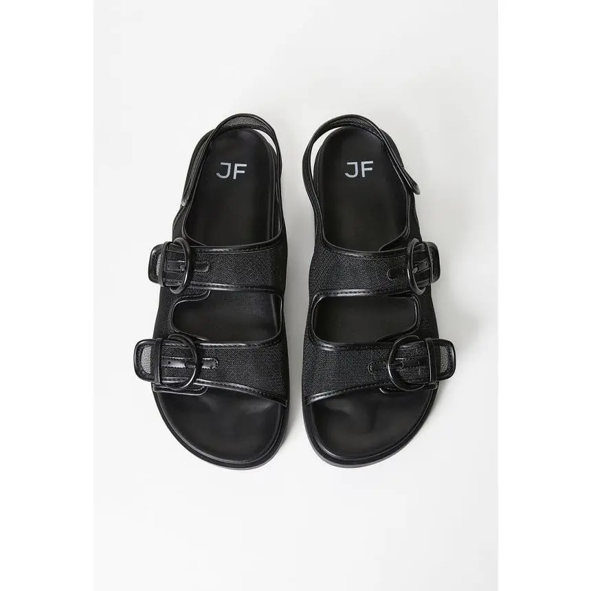 JUSTFAB Slide Sandals for Women - Waterproof Double Buckle Adjustable Slip-On Womens Sandals For Beach, Shower, Summer Casual Wear Soft Slippers Platform Velcro Back Strap Casual sandals