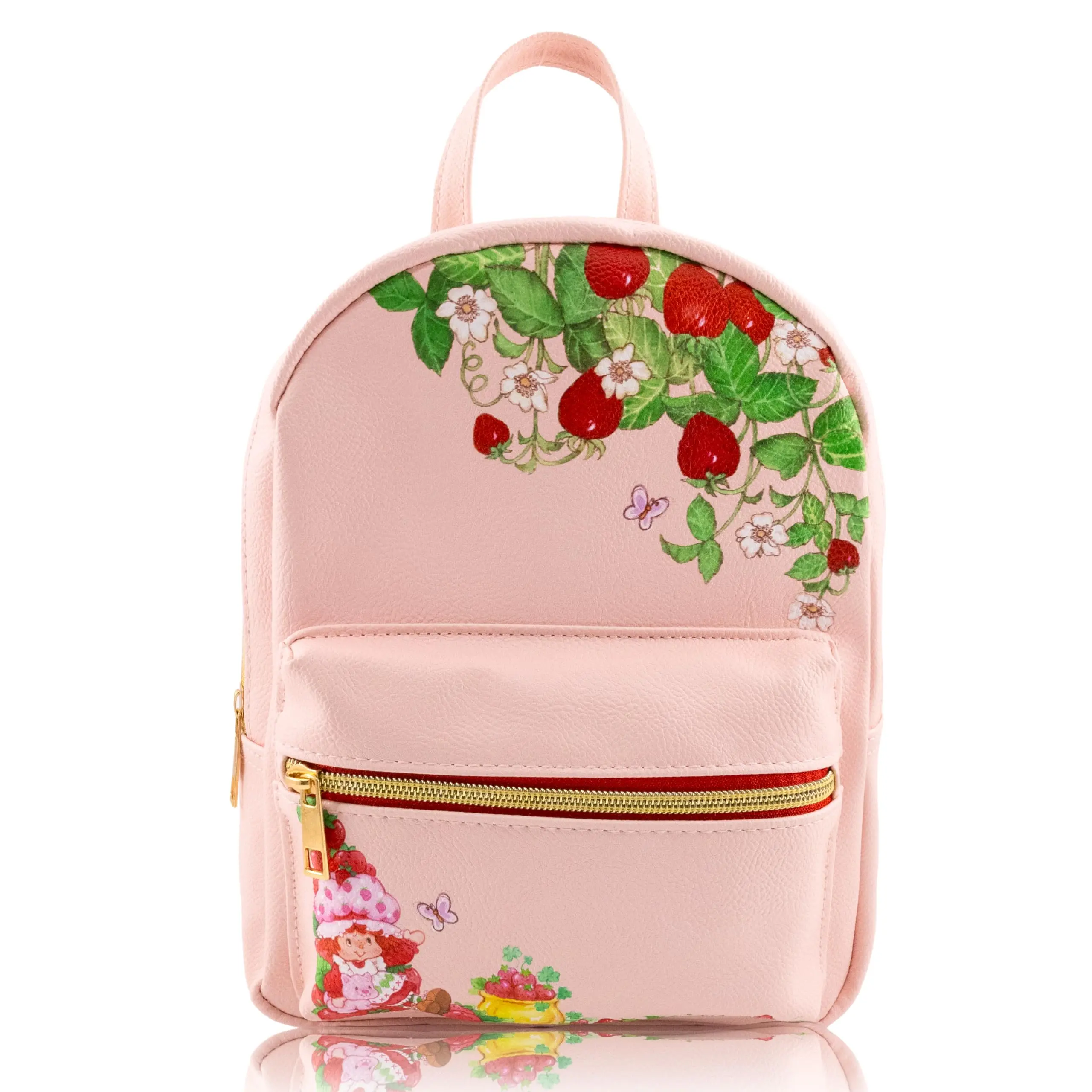 Fast Forward Strawberry Shortcake Backpack for Women, Men, Unisex | Cute PU Leather 10" Mini Backpack