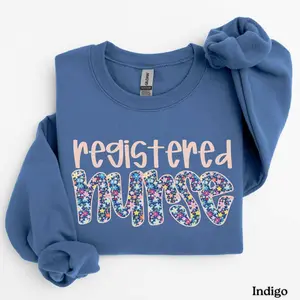 Floral Nurse Sweatshirt / Short Sleeve T-SHIRT , RN , Registered Nurse , Pediatric Nurse , Nursing School, New Nurse Gift Medium Womenswear