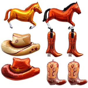 8 Pcs Western Balloons, Western Cowgirl Cowboy Party Balloons, Cowgirl Bachelorette Party Decorations Cowgirl Boot Hat Horse Foil Balloons for Western Rodeo Birthday Party Supplies