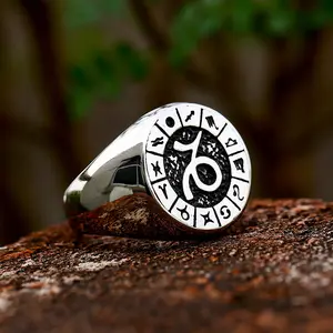 Vintage 12 Constellation Titanium Steel Ring Stainless Steel Men's Ring Men's Gift