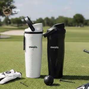 Owala 30oz Golf Water Bottle Out of Bounds Black White Stainless Steel Insulated Bottle