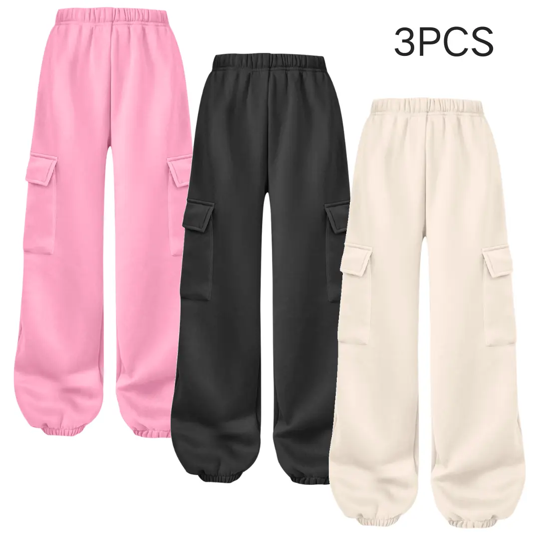 Kids Girls Boys Pants Sweatpants 3Pack Pull On Fleece Athletic Jogger Outfits Clothes