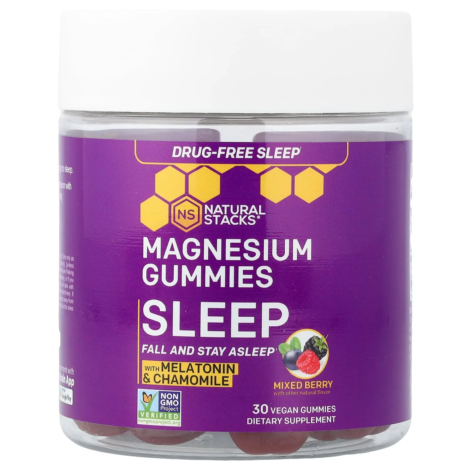 Natural Stacks Magnesium Gummies, Sleep, Mixed Berry, 30 Vegan Gummies