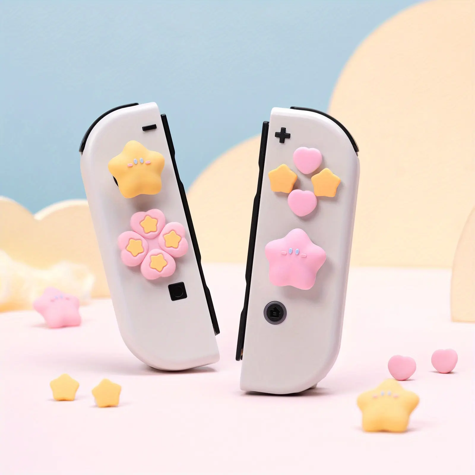 Silicone Thumb Grip Caps for Nintendo Switch/OLED - Non-Slip, Durable Joystick Covers with Cross Button Stickers, Gaming Accessories Gift Set for Console Controllers
