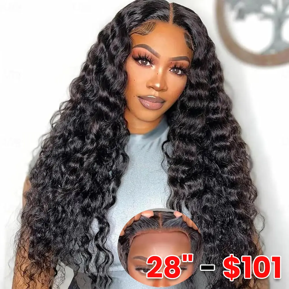 7x5 Glueless Wigs Human Hair Pre Plucked 180% Density Wear and Go 9X6 Deep Wave Wig Human Hair HD Lace Closure Wigs Human Hair for Women TikTokShopBlackFriday Deep Wavy Wigs