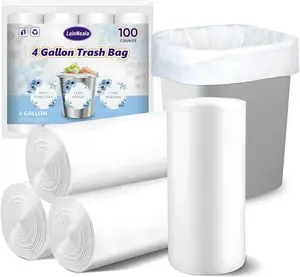 Small Trash Bags 4 Gallon, 100 Count Small Garbage Bag Bathroom White Mini Trash Bag Trash Can Liners Unscented Small Garbage Bags for Bathroom Can Stainless Steel Bins
