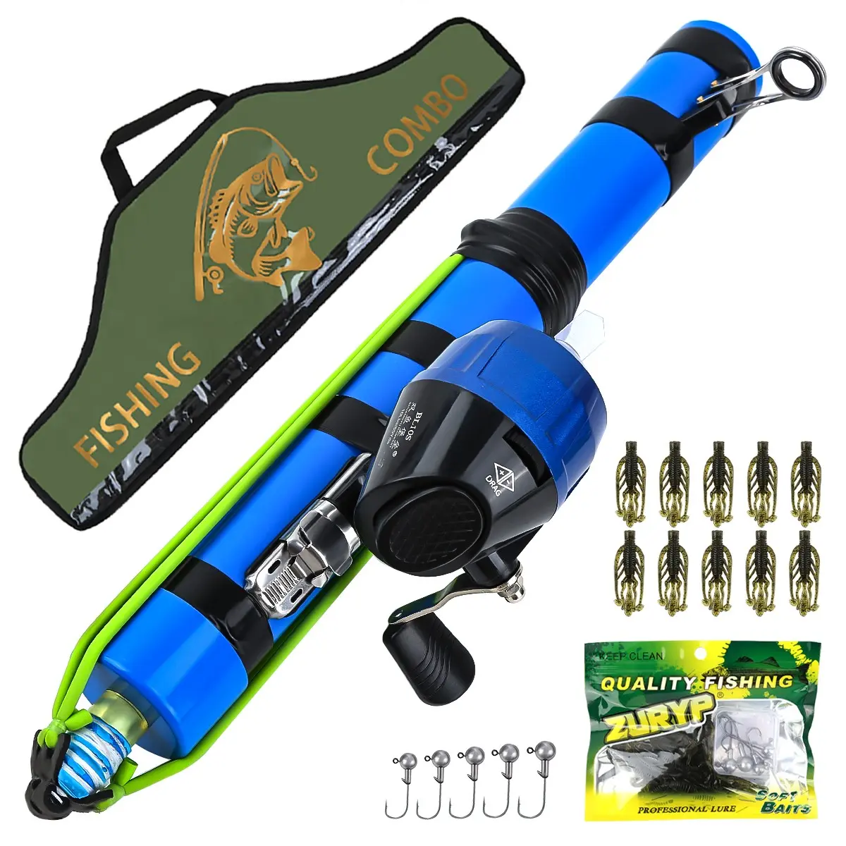 Portable Fishing Rod Set, Smooth Launch, Line Reel, Lure, Hook Full Kit, Saltwater Freshwater Universal, Complete Fishing Gear, Fishing Rod And Reel Combo, Fishing Equipment