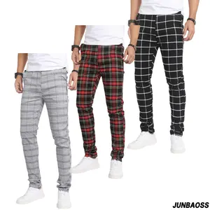 JUNBAOSS Men's Multi(1,3) Pack Slim Fit Stretch Dress Pants Plaid Skinny Pants for Men, Straight Leg Fashion Comfort Flex Waist Pants, Mens Casual Business Golf Dress Chinos Pants summerwins