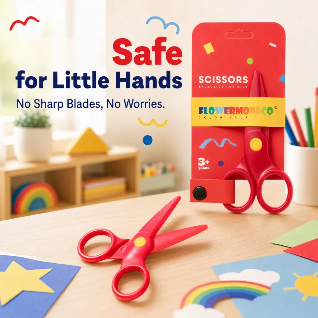 Unisex Kids Blunt-Tip Safety Scissors - Smooth Plastic, No Sharp Metal Blades, Ergonomic Art Crafting Scissors for 3+ Toddlers, Preschool Supplies, Ideal Birthday Holiday Gift