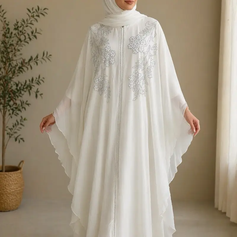 Butterfly Dubai Abaya with Matching Scarf - Premium Nida Fabric, Open-Front with Flattering Fit, Elegant and stylish women abaya
