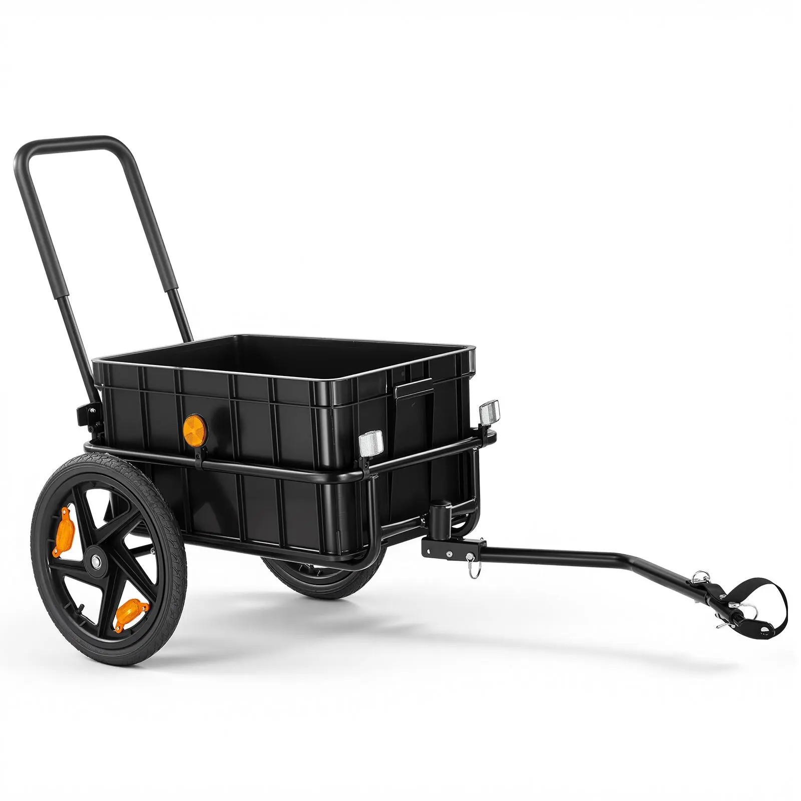 VEVOR Heavy-Duty Outdoor Bike Cargo Trailer, 100 lbs Capacity 2-in-1 Pushcart Bicycle Wagon with Waterproof Cover, 7 in & 16 in Wheels, Reflector, Carbon Steel Frame, Heavy-Duty Haul, Fits 22-28 in Bike Wheels