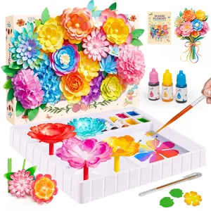 Kiditos Blooming Flower Basket Craft Kit for Kids, DIY Color Mixing Flower Art Toy, Screen-Free Creative Play Ages 3+