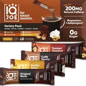 IQJOE Variety Pack (16 Sticks) - Instant Mushroom Coffee Packets with Lion’s Mane - Clarity and Mood Enhancing - Sugar Free, Keto, Vegan