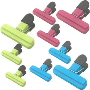 Random Color Chip Bag Clip, 9 Counts/set Plastic Food Bag Clip, Multifunctional Sealing Clip for Home Kitchen, Household Kitchen Products, Utensils, Fastener Clip