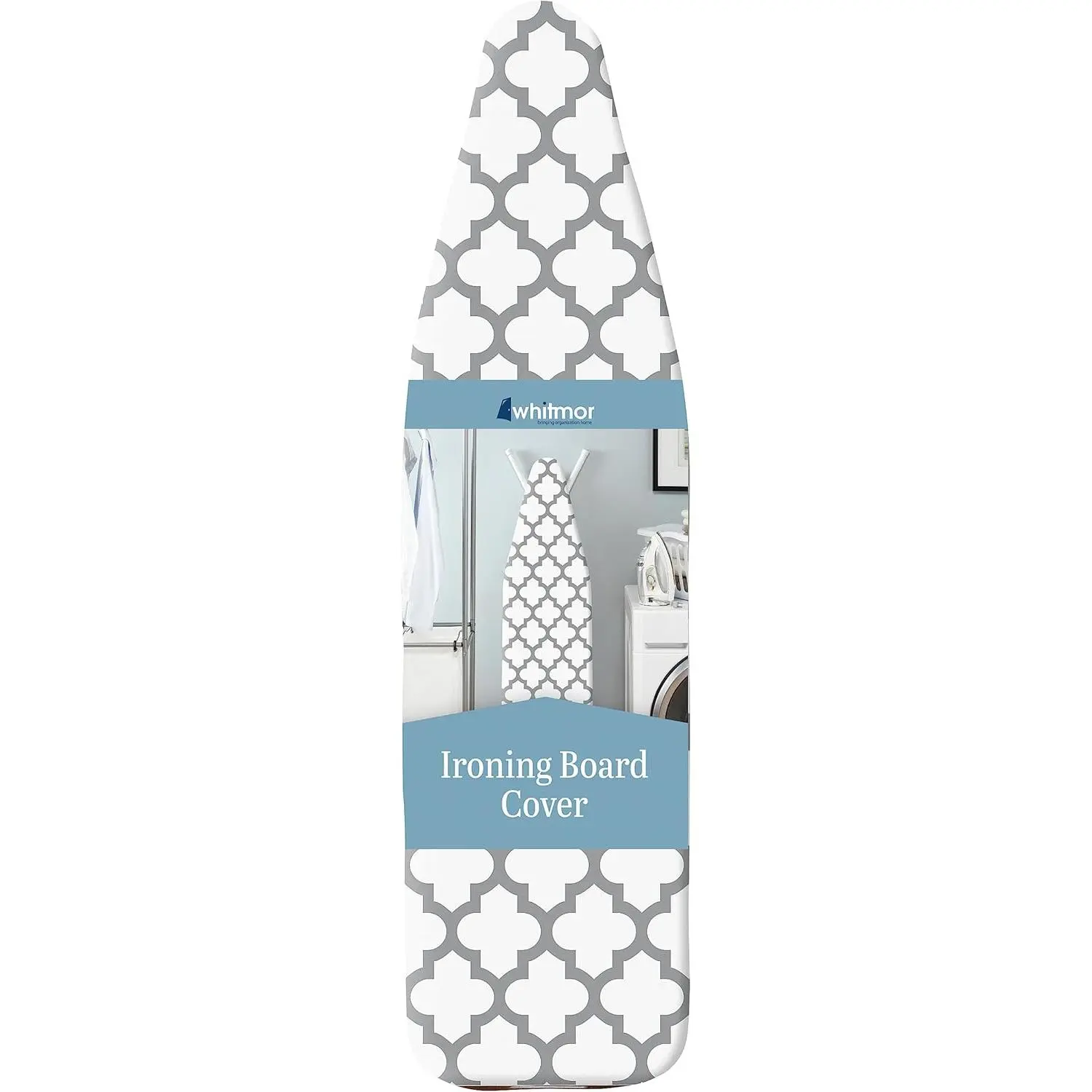 Whitmor Deluxe Household Ironing Board Cover and Removable Pad, Universal 15x54in 3mm Thick 100% Natural Cotton, Adjustable Elastic Edge & Drawstring Fastener, Heat-Resistant Smooth Scorch-Resistant.,dorm essentials,home essentials