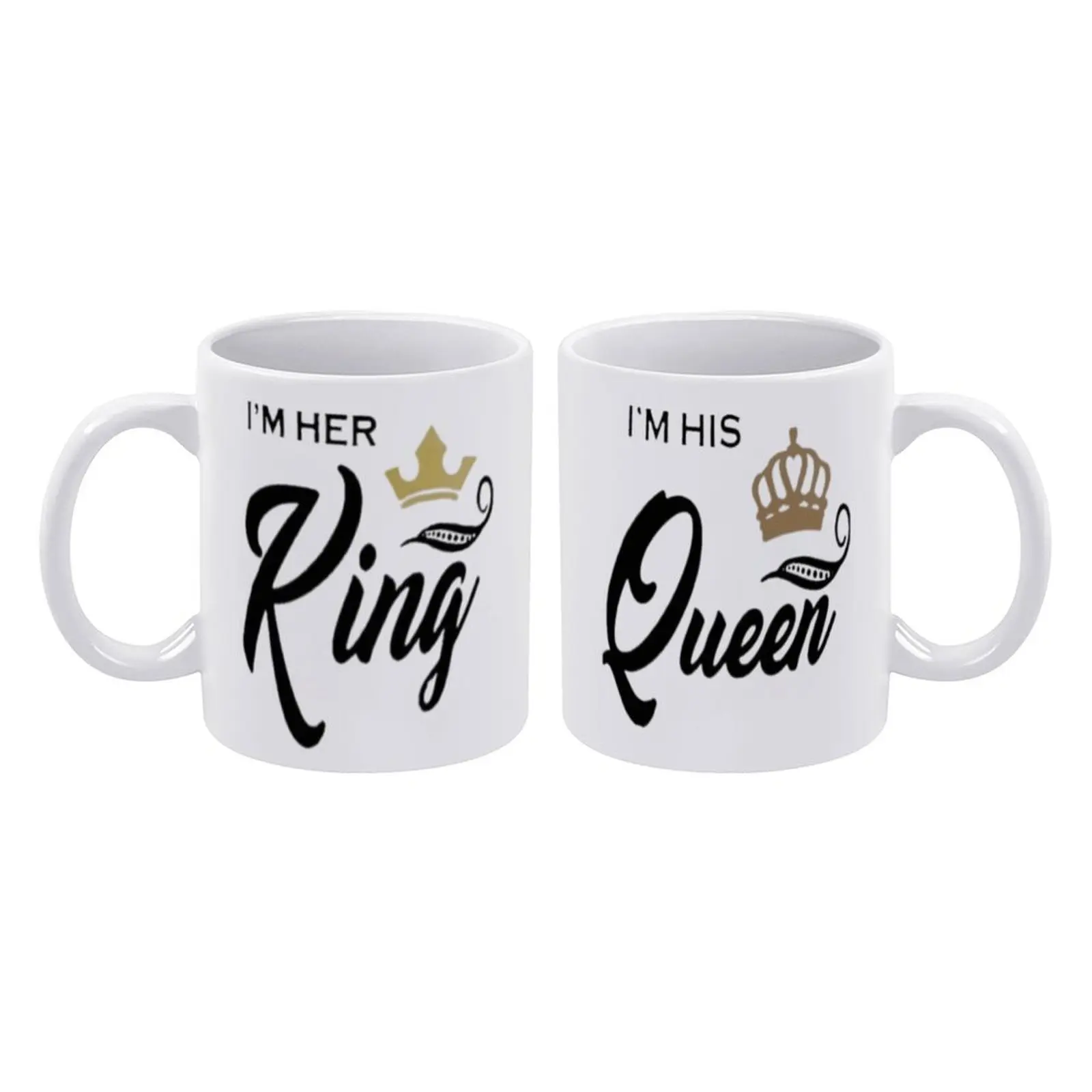 11oz His King Her Queen Couple Coffee Mug Set, Romantic Ceramic Coffee Cups, Funny Matching Couple Mugs, Anniversary Wedding Valentine’s Day Gift for Couples, Husband Wife Spouse Gift, Father’s Day Christmas Birthday Gag Gift, Novelty Coffee Tea Cup,