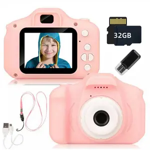 FigurineHong Kids Selfie Camera 2025,All-in-One Selfie Video Toy for Boys 3-9 Years,Birthday Christmas Gift Set,HD Portable Device with 32GB Storage & Parental Controls Card Recorder Sd Blue