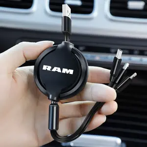 3-in-1 Interface Car Charger Data Cable Safe Fast Charging Scalable Data Cable Accessories Car Gadgets For Dodge RAM 1500 2500 3500 2021 2020 2019 2018 2017 2016 2015 Retractable Automotive Charger